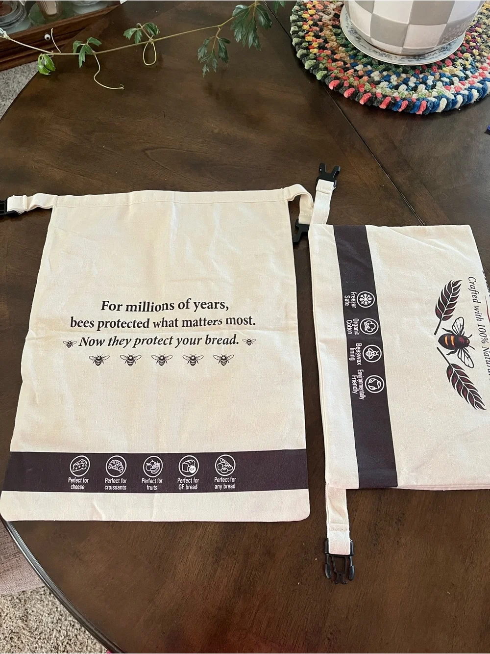 2 - Bee’s Wax Bread Preservation Bags in Natural Cotton - Cream